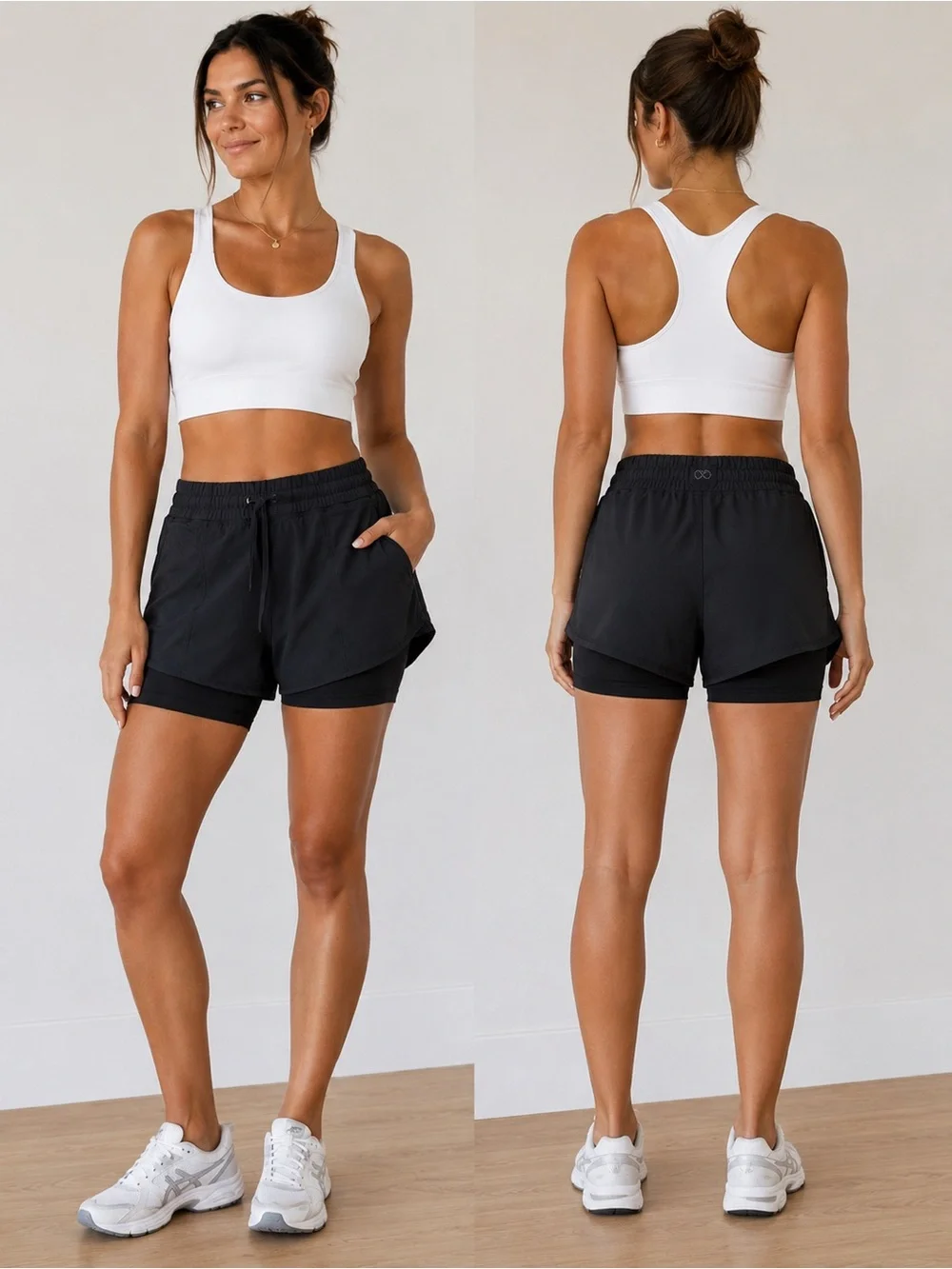 Calia by Carrie‎ Underwood 2-in-1 Running Shorts Black Built-In Compression Med